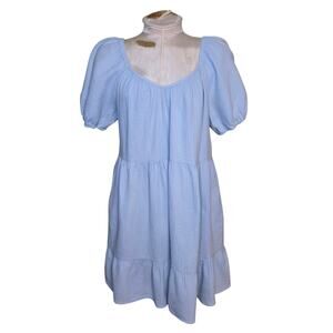 Universal Thread Blue Peasant Tiered Dress Boho Prairie Style Sz Medium
